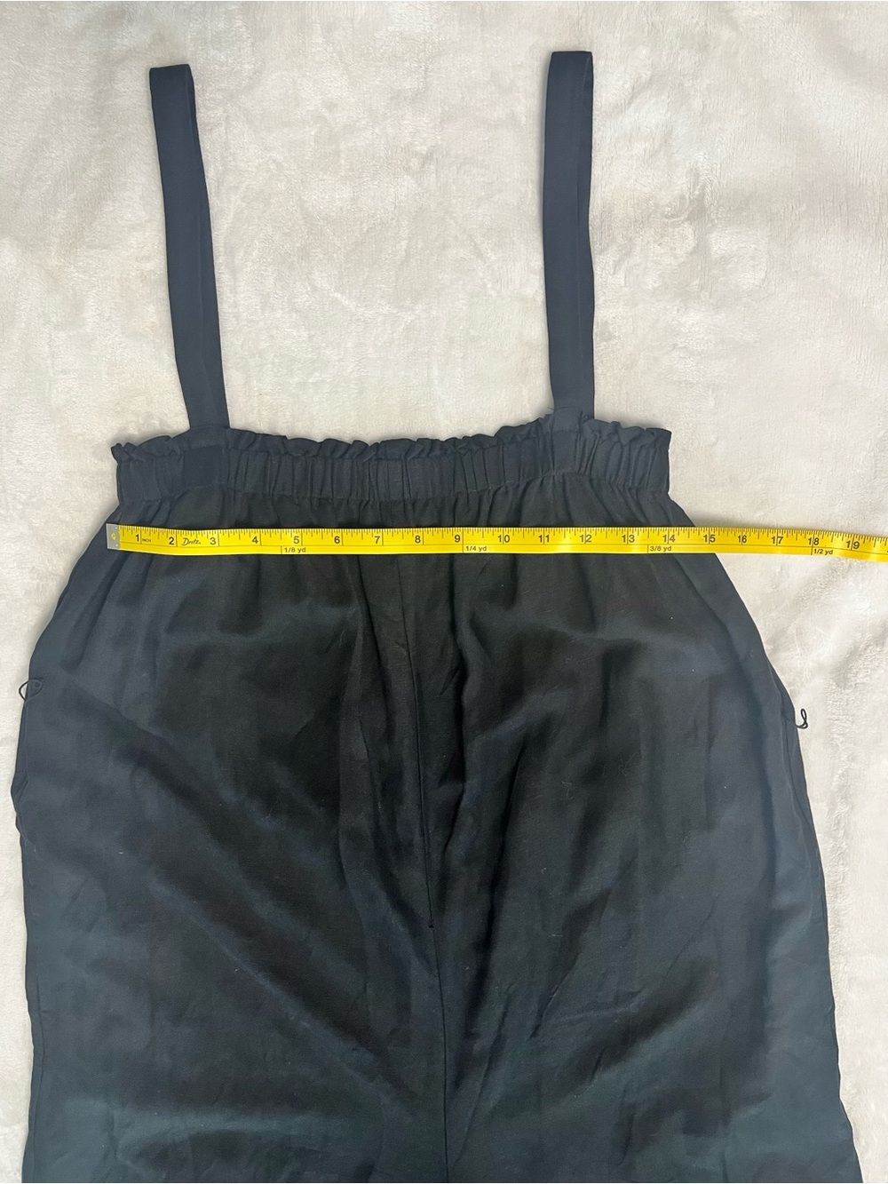 LOFT Black Linen Blend Cropped Wide Leg Culotte Jumpsuit Pockets Relaxed Fit XL - Picture 11 of 15